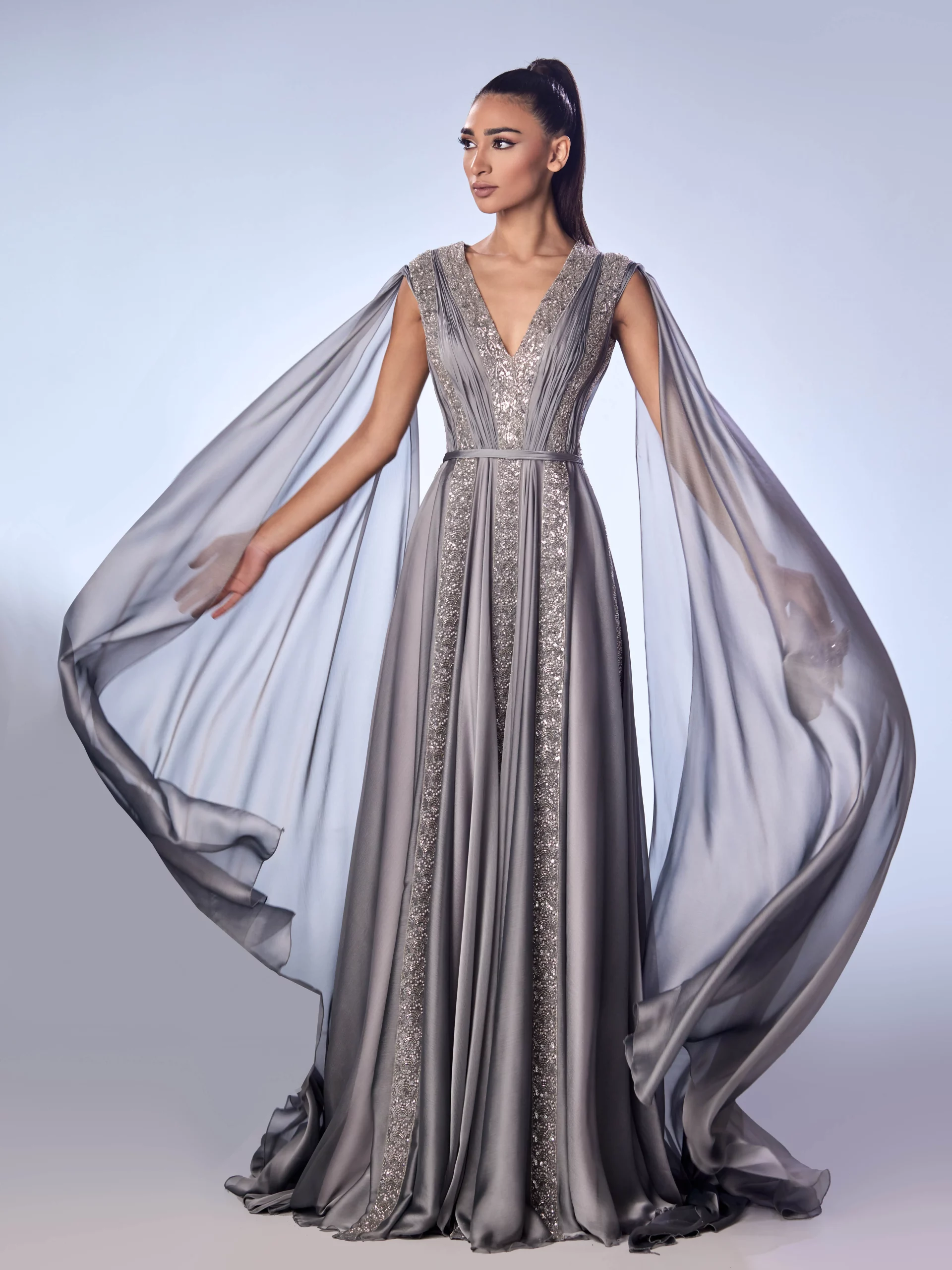 Beaded Cassida Mouseline Gown - Fall Winter 2023